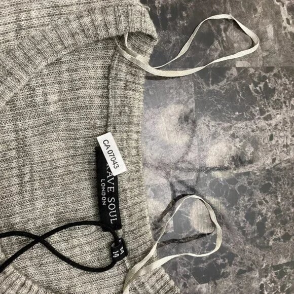 Brave Soul London Sweater Dress Women Medium M 14 Gray Long Sleeve Shirt - Picture 6 of 6